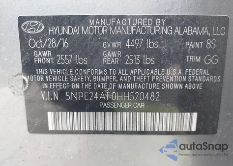 2017 Hyundai Sonata from USA, damaged, VIN 5NPE24AF0HH520482